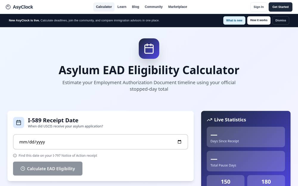 Screenshot of AsyClock website