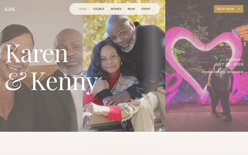 Screenshot of Karen & Kenny Wedding website