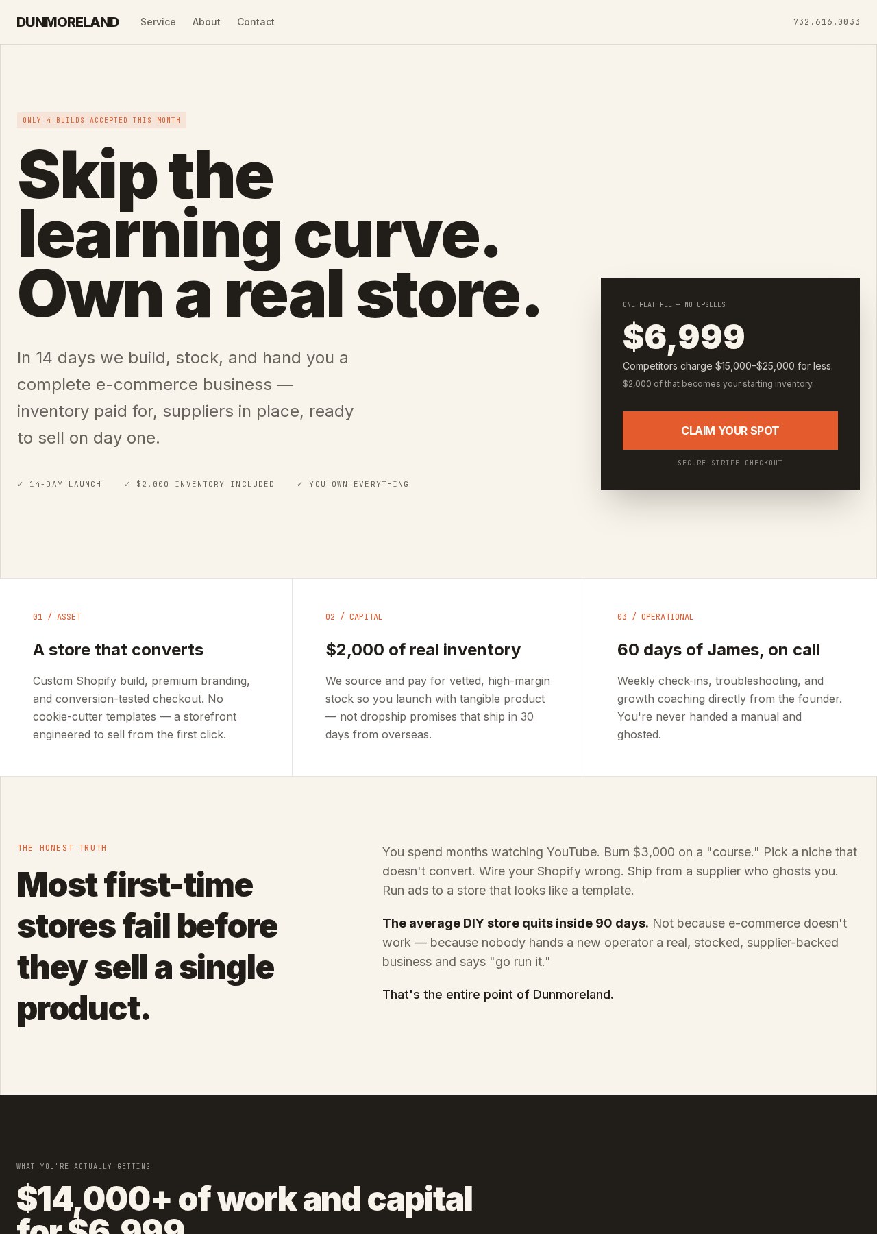 Screenshot of Dunmoreland website