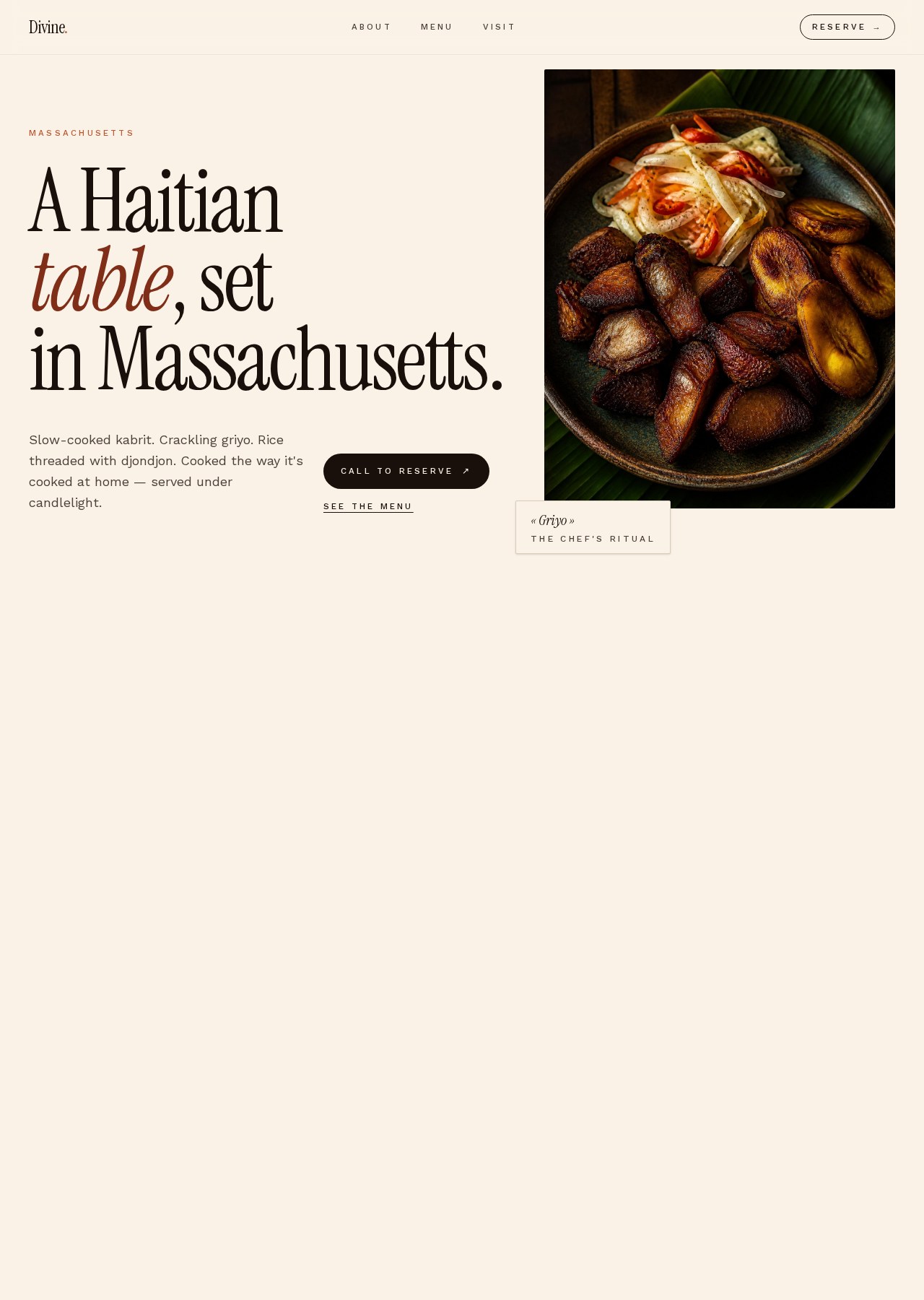 Screenshot of Divine Creole website