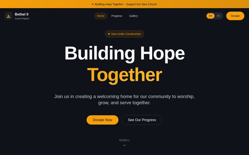 Screenshot of Support Bethel 2 SDA website