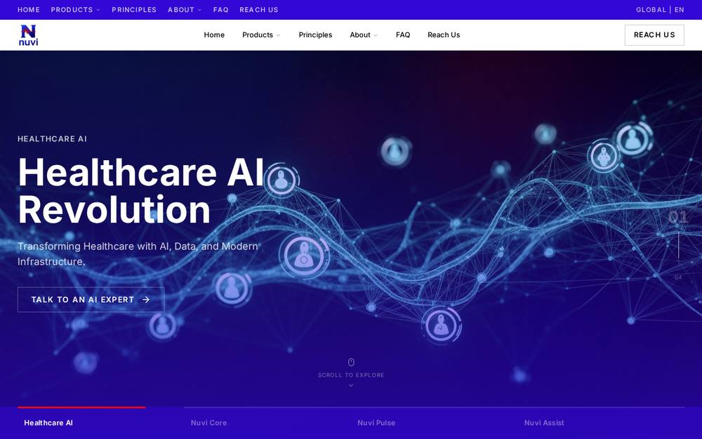 Screenshot of Nuvi Technologies website